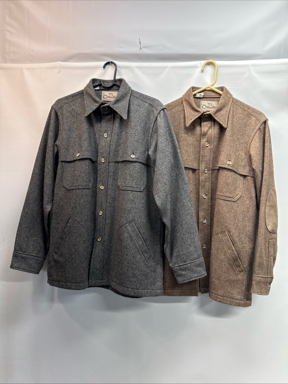 VTG Lot(2) Woolrich Chatham Run Sz M Wool Double Cape Gray Brown Jackets Shacket